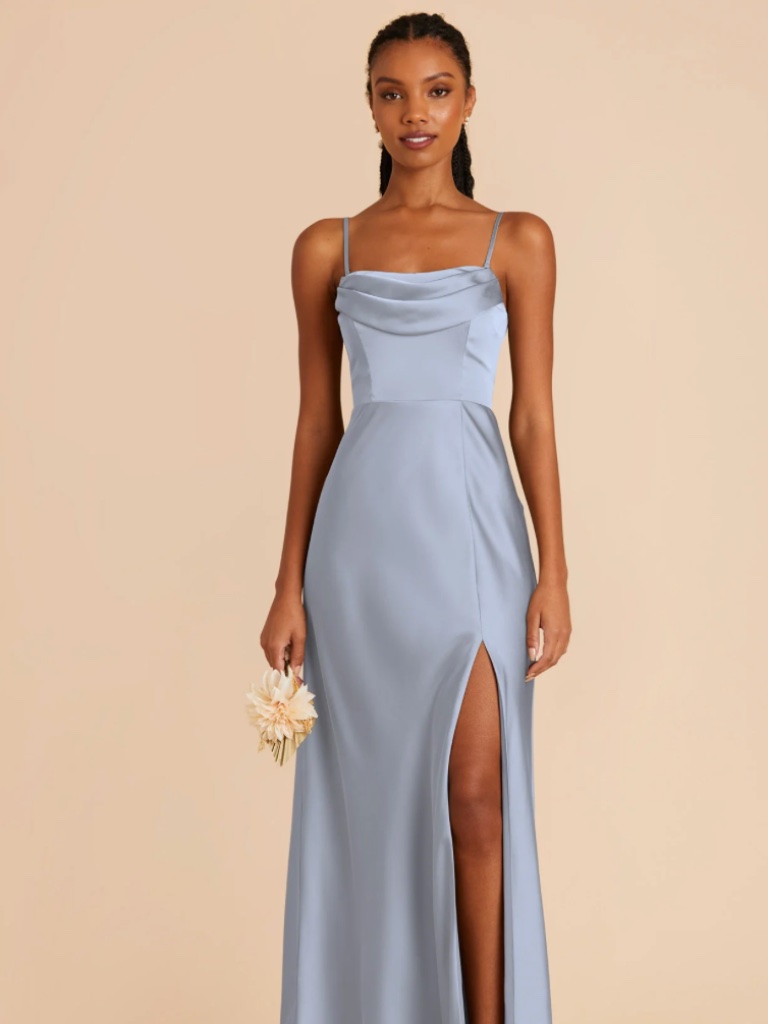 Birdy Grey Mia Dress Matte Satin Dusty Blue
